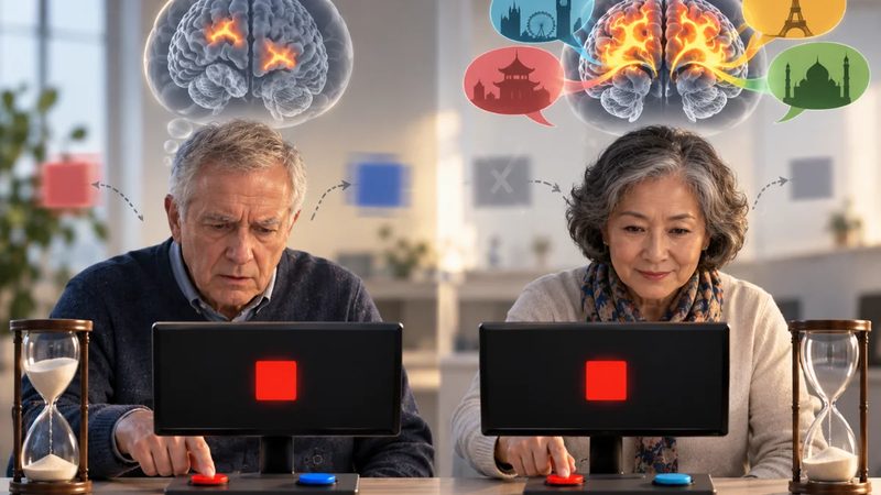 Bilingual children at screens, two languages at once